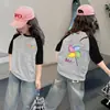 Camiseta de Verano para Niña de Manga Corta 100% Algodón Nuevo Estilo 2026 Camiseta Fina de Verano con Media Manga para Niños Niñas t