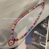 Collar Colgante Corazón de Cerámica Suave Colorido de Lujo Ins Entry Nicho Estilo Hyun-gustoso para Mujer Cadena para Clavícula Corazón de Niña