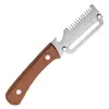 Pelador Cocina Acero Inoxidable Hogar Multifuncional Mango de Madera Papa Fruta Cebolla Luffa Pelador Caña de Azúcar