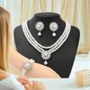 Corea del Sur Vintage Perla Diamante Borla Cadena de Cuello Celebridad Cibernética Sentido del Diseño Elegante Flor Lazo Cadena Clavicular Collar para Mujer