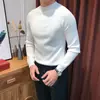 Suéter de punto para hombre, corte slim, cuello alto medio, color liso, multicolor, adecuado para usar debajo de trajes, estilo "old money", otoño e invierno, venta al por mayor de fábrica transfronteriza