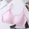 Sujetador de algodón puro para estudiante, copa fija, sujetador de pecho con almohadilla, top tipo tubo, ropa interior para correr, anti-vibración, sin exposición, ropa interior de color liso