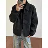 Jaqueta Bomber Masculina Outono Moda de Rua Toque de Luxo Gola Jaqueta Workwear High Street Americana Couro PU Roupa de Motociclista
