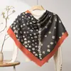 Lenço Quadrado Fino de Seda e Lã para Primavera e Verão o Ano Todo Feminino 200 Xale Étnico Lenço para Ar Condicionado Feminino Customização de Fábrica