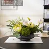 Centro de Mesa de Lujo Artificial para Restaurante Mesa Redonda con Plato Giratorio, Banquete de Hotel y Arreglo Floral para Restaurante