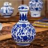 Jarrón de Porcelana Azul y Blanco Recipiente para Flores Boca Pequeña Cerámica de Jingdezhen Azul y Blanco Antiguo Mini Pequeño Decoración del Hogar Jarrón