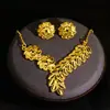 Conjunto de collar y pendientes florales de Dubái de Oriente Medio, chapado en oro, para novias, bodas, ventas transfronterizas, resistente al deslustre y extravagante para banquetes