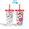 2026 Nova Caneca de Natal que Muda de Cor PP Café Plástico Camada Única Sensível à Temperatura Canudo que Muda de Cor Fabricante de Caneca que Muda de Cor