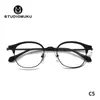 Mukoo Eyewear Marco de Gafas con Forma de Ceja Estilo Japonés Versátil Marco de Gafas Redondo Retro Personalidad Sin Graduación para Hombres y Mujeres