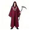 Túnica Oscura con Cadena y Capucha de Halloween Capa de Mago Medieval Sacerdote Capa de Fiesta Cosplay