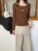 Weisong Clothing 2026 Nova Coleção de Primavera Suéter de Tricô Feminino Estilo Coreano Slim Fit Manga Longa com Franzido Casual