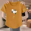 Ropa de Maternidad Diseño Femenino Blanco Nuevo Camiseta de Manga Corta Tipo Algodón Versátil Estilo Coreano Top Holgado Moda Capa Base