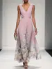 Moda Femenina Europea y Americana 2026 Sitio Independiente de Amazon Vestido Elegante de Cuello en V Transfronterizo Vestido de Noche sin Mangas