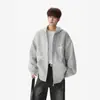 Cardigan com Capuz Suéter Bordado Estrela Americana Masculino Outono Novo Estilo Design Solto Senso de Moda Casual Tendência Jaqueta Hoodie