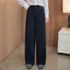 Pantalones de pierna ancha de cintura alta personalizados para mujer, adelgazantes, con caída, pantalones de traje rectos holgados, talla grande, para ir al trabajo, casuales, largos, cubierta