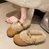 Nuevas zapatillas de algodón de moda estilo coreano con aumento interno de altura, cerradas para mujer 2026 cálidas y bajas Mary Jane para otoño e invierno