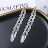 Brincos Femininos Personalizados de Fábrica Nova Forma de Gota Camadas Sobrepostas Strass Banhado a Prata Corrente de Garra Estilo Comércio Exterior