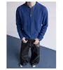 Camiseta polo de manga larga estilo americano con cuello Henley para hombre, sudadera base casual elegante de otoño engrosada