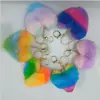 Nuevo llavero de amor de pelo de conejo Rex imitación combinación de colores para bolso accesorios de coche colgante bola de pelo en forma de corazón fabricantes venta al por mayor