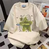 Camiseta de Manga Corta con Estampado de Letras Graffiti Nicho Estilo Coreano para Mujer 2025 Verano Ropa de Trabajo Casual Holgada Versátil Top Ins