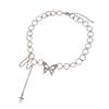Collar de Anillo de Acero de Titanio de Borla de Mariposa Ins de Venta Caliente Japonés y Coreano para Mujeres Collar de Cadena de Clavícula Fría Elegante y con Estilo Ins