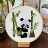 Set Lindo de Panda Arte de Pared Punto de Cruz Adornos Hechos a Mano 3D Bordado Lu Animal Bordado Inglés Materiales DIY