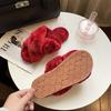 Zapatillas de lana para mujer, otoño e invierno, nuevas, de felpa, planas y cruzadas, talla grande, para mujer, talla grande 43, para comercio exterior, 2021