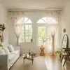 Exportación Transfronteriza de Cortinas de Lino y Gasa Estilo Pastoral Francés, Cortinas Transparentes Estampadas que Dejan Pasar la Luz y a las Personas, Adecuadas para Dormitorio, Sala de Estar y Balcón