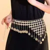 Corrente de cintura com borlas de disco redondo estilo boho design nicho senso de estilo étnico temperamento retrô versátil corrente de cintura da moda