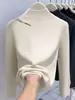 Suéter de tricô estilo coreano, com recortes vazados, gola alta meia-manga, para mulheres, nova coleção outono/inverno, slim fit, camada interna que valoriza a silhueta