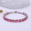 Pulsera sencilla rectangular de circón para niñas, minoría, chapada en cobre, platino, oro de 24k, con incrustaciones de gema, venta al por mayor