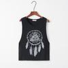 Top casual suelto para mujer con estampado de plumas de disco de primavera y verano europeo y americano transfronterizo Amazon Chaleco Mujer