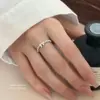 Anillo abierto de plata s925 con lazo dulce y delicado para mujer, anillo versátil de resina minimalista de nicho para dedo índice ajustable