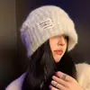 Venta al por mayor de fábrica Otoño e Invierno Sombreros a prueba de viento para circunferencia de cabeza grande Clima frío, Gorros de Mohair, Gorros versátiles para el trabajo, Sombreros holgados al por mayor