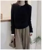 2026 Estilo Coreano Bloque de Color Falso Dos Piezas Suéter de Punto 100% Lana Cuello Redondo Manga Larga Holgado Suéter para Mujer Otoño Invierno Capa Base