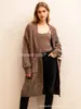 Chaqueta Suéter sin Botones de Manga de Linterna Estilo Perezoso Gruesa Primavera y Otoño Retorcido Retro de Longitud Media Cárdigan Suéter para Mujer Holgado