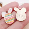 Nuevo Dibujo Animado Lindo Conejo Huevo de Pascua Goteo de Aceite Colgante de Aleación de Zinc Colgante Accesorios de Joyería para Pulsera DIY