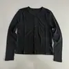 Cardigan de outono novo estilo, simples e versátil, gola redonda, manga longa, cor sólida, para uso diário feminino, top respirável e modelador