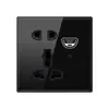 Cristal Templado Transfronterizo Cara Sonriente Enchufe de Interruptor Estilo Británico Hong Kong, Macao, Singapur Enchufe Universal USB+Tipo-C Negro