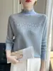 Nuevo Suéter Fino de Imitación Lana para Mujer 2026 Otoño/Invierno Transfronterizo con Encaje de Organza y Diseño de Punto Hueco