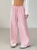 En Stock Europeo y Americano Transfronterizo Amazon Sitio Independiente Pantalones Casuales Sueltos de Punto Suave con Cintura con Cordón de Color Sólido para Mujer