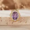 Anel de Prata Esterlina S925 com Pedra Natural Colorida Grande de Ametista e Citrino para Mulheres, com um Toque Único e de Alto Padrão, Popular em Transmissões ao Vivo e Vendas Transfronteiriças