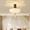 Lámpara de habitación infantil estilo vintage, silenciosa, nueva lámpara de proyección ojo-protección de conejo nube color crema para dormitorio de niñas, lámpara ventilador
