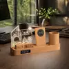 Reloj Calendario Portalápices Cargador Inalámbrico de Acrílico Creativo Regalo Souvenir para Campus Empresa Corporativa