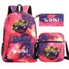 Kit novo de 3 peças de jogo de anime rei para Meninos Meninas crianças mochila escolar mochila de viagem Bolsa de Ombro Estojo
