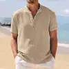 Nueva Camisa Polo Tejida de Textura Suelta Retro para Hombre Verano 2025 Camiseta Retro con Cuello de Solapa Mangas Cortas Transpirable