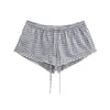 Hot Pants Sexy para Meninas, Shorts de Xadrez com Cadarço de Cintura Baixa, Novos Calções Esportivos Casuais de Verão, Hot Pants para Mulheres
