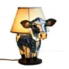 Lámpara de Mesa Animal Vaca de las Tierras Altas Escocesas Lámpara de Mesa Animal Resina Creativa Lámpara de Mesa de Noche para el Hogar