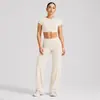 Conjunto Esportivo de Manga Curta com Costas Nuas Transfronteiriço para Mulheres com Bojos Top Fitness Roupa Esportiva ao Ar Livre Roupa de Yoga