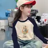 Linda Camiseta de Felpa Cálida Estilo Coreano para Niñas Otoño Invierno Moda Dulce Elegante Bloque de Color Manga Larga Cuello Redondo Tendencia